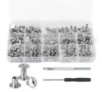 GZGXKJ 120 Set Rivet a Vite Chicago M5 x 4/5/6/8/10/12mm Rivetti per Cuoio Chicago per Artigianato in la Decorazione in Pelle Fai Da Te, Cinture, Libri, Album di Foto (Argento)