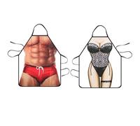 GZGXKJ 2 Pcs Grembiule Divertente Grembiule da Cucina 3D Muscle Man Bikini Woman Creativo Grembiuli Cucina per Regali Fidanzato 80 * 60cm