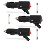 GZGXKJ 3 Pezzi Spinotto Accendisigari 12V 24V Spina Accendisigari Universale Adattatore Presa Accendisigaris con Fusibile da 15A e Interruttore per Auto Moto Camion