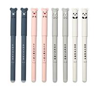 GZGXKJ 8 Pezzi Penna A Sfera Cancellabile, 0.35mm Gel Pen Simpatici Penne Animali Animato Cartoneper Attrito per Scuola, Ufficio, Cancelleria, Studenti