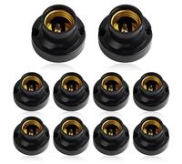 GZGXKJ Portalampada da Soffitto 10 Pezzi Portalampada E27 Universale Porta Lampada E27 Porta Lampada da Soffitto per Lampade LED a Risparmio Energetico Lampade a Ventola (Nero)