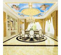 GZGZG Carta da parati autoadesiva murale 3D con cielo blu nuvole bianche angeli e figure per la decorazione artistica del soffitto del soggiorno e della camera da letto