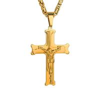 GZHENGZG Collane da Uomo e Gioielli da Donna Catena Bizantina Croce Ciondolo per Uomo, Collane Crocifisso, Colore Dorato, Gioielli Regalo Regalo