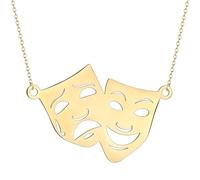 GZHENGZG Collane da Uomo e Gioielli da Donna Dramma Ciondolo Arti dello Spettacolo Commedia e Tragedia Maschera Collana Commedia e Dramma Maschera Collana Teatro Maschere Collana Regalo