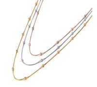 GZHENGZG Gioielli delle Donne Bella Collana Tre Colori Collana Oro Moda Boemia Tre Strati Perline Catena Collana per Le Donne Regalo