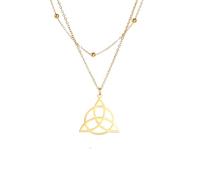 GZHENGZG Triquetra Simbolo Doppio Strato Collana Santissima Trinità Irlandese Strega Nodo Amuleto Protezione Amore Onore Regalo