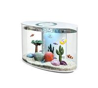 GZHERVICES Acquario Ovale da Scrivania dal Design Moderno, con Luce LED A 3 Colori E Telecomando, di Filtraggio Silenzioso E Vasca in Acrilico Trasparente(Multi-Colored-F)