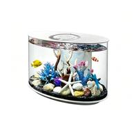 GZHERVICES Acquario Ovale da Scrivania dal Design Moderno, con Luce LED A 3 Colori E Telecomando, di Filtraggio Silenzioso E Vasca in Acrilico Trasparente(Multi-Colored-A)