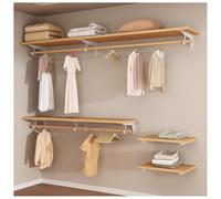 GZHERVICES di Appendiabiti a mensola, Appendiabiti a Parete, scaffale per Cabina Armadio con Asta Appendiabiti e staffe di Supporto Resistenti(Natural-40cm,150cm)