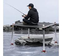 GZHERVICES Piattaforma Angler, Piattaforma da Pesca Portatile per Fiumi E Laghi, Gambe Regolabili in Altezza, Pieghevole, Piattaforma da Pesca per Tutti I Terreni E Acque Profonde(120x100x150cm)