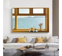 GZHERVICES Quadro Con Cornice, Vista Paesaggistica Effetto Finestra | Murales A Tutta Altezza Su Larga Scala Per Ingressi O Pareti Di Sfondo Dietro Il Divano(Multi-colored-G,100x150cm)
