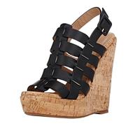 GZHMMAN Scarpe Tacco Sandali High Heels Zeppa Plateau Donna Tacco Alto Scarpe Estive Zeppa Cinturino Sughero,Black,46