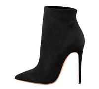 GZHMMAN Stivaletti da donna Stivaletti in pelle scamosciata con tacco a spillo décolleté a punta slip-on, nero 12 cm, 40