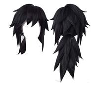 GZIRUE Giyu Giyuu Tomioka Parrucca Cosplay Nero Soffice Capelli Spiky Parrucca Costume Parrucca con Coda di Cavallo