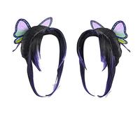 GZIRUE Shinobu Kocho Parrucca Cosplay con clip per capelli a farfalla Accessori nero viola Costume parrucca con cappuccio