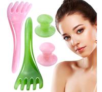 GZjiyu Gua Sha Set di 4 pietre massaggianti per il viso, Gua Sha Funghi, per migliorare le linee sottili, la cura del massaggio e il relax termale