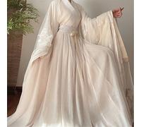 GZKDKZB Abito Hanfu da Donna, Antico Cinese Tradizionale, Abito Hanfu, Costume da Cosplay Femminile, Festa, Spettacolo, Abito Hanfu Beige Bianco, Set da 4 Pezzi