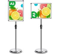 GZKDKZB Espositore per cartelli A3 - Espositore per Poster Regolabile, Telaio in Alluminio a Scatto con Angoli sicuri e Base Rotonda Stabile per Negozi al Dettaglio, ristoranti, fiere (ARG