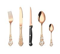 GZKDKZB Set di Posate in Argento, 5/20/30/40/50/60 Pezzi in Acciaio Inossidabile Royal Tableware Set di coltelli e forchette e cucchiai per Hotel, casa, stoviglie in Rilievo retrò, coltell