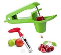 GZLCEU 1 snocciolatore di ciliegie, verde, per la casa, da viaggio, per rimuovere le ciliegie, oliva, dattero, biancospino, pietre di frutta con 1 sminuzzatore di mele