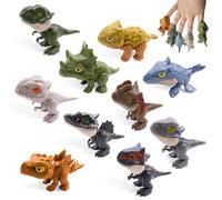 GZLCEU Mini Dinosauro Set ABS per Dita, Morso Dino per Bambini, Ragazzi e Ragazze - 10 Pezzi in Colori Misti