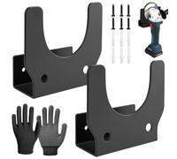 GZLFH 4 supporti per smerigliatrice angolare, 2 supporti da parete con 2 paia di guanti, supporto per smerigliatrice angolare 115-125 mm, supporto a parete per batteria Bosch Makita Einhell Flex