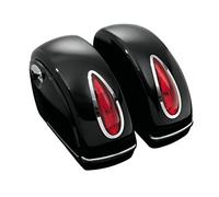 GZM SET BORSE LATERALI RIGIDE GRANDI NERE CON LUCI POSTERIORI UNIVERSALI PER MOTO Compatibile con HARLEY E CUSTOM