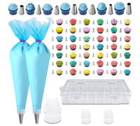 GZMAISULEE Set di 55 sac à poche riutilizzabili per pasticceria e glassa, kit per decorare torte, 2 sac à poche, 49 beccucci per glassa, 3 accoppiatori, 1 scatola portaoggetti