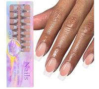 GZMAYUEN 150 unghie finte pressate su chiodi balletto, 3 in 1 lunghezza media scrigno bianco copertura integrale unghie finte riutilizzabili per donne e ragazze nude bianco