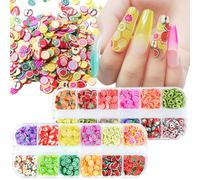 GZMAYUEN 2 scatole di polimeri di frutta 3D mini dischi di polimero di frutta, dischi di argilla di frutta, ciondoli per nail art, decorazione fai da te, in resina, decorazione per cellulare