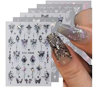 GZMAYUEN 6Pcs Farfalla Stickers Unghie Nail Art, 3D Autoadesivi Glitter Farfalla Adesivi per Unghie Disegni per Unghie