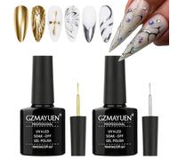 GZMAYUEN Gel per Pittura Metallizzata, 2 Pezzi Metallic Nail Art Gel Liner, Oro Specchio Cromato e Argentato Effetto 3D Smalto per unghie