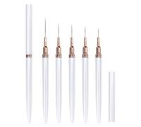 GZMAYUEN Pennelli per Unghie in Gel, 5 Pezzi Pennelli per Nail Art per Linee Lunghe, Dettagli Sottili Disegno Fine Nelle Misure 6/9/11/15/24 mm, Bianco