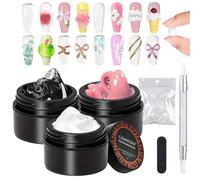 GZMAYUEN Solid Sculpture Builder Gel, 15g Trasparente Bianco Nudo Colore Multifunzionale Gel Strutturante Solido per Unghie per 3D Nail Art