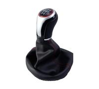 GZPARTB 5-Speed Manual Gear Shift Knob Boot Cover for MK3 Lupo, Black Leather with Red Stitching, Compatible for Vento 1992-1998