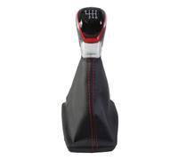GZPARTB Leather Gear Shift Knob with Boot for A4 8E B6 B7 2000-2008, Manual Transmission Shifter, Black Leather with Red Stitching (6 Speed)
