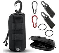 GZqiancang 1 borsa per occhiali, borsa per occhiali, con 2 fibbie a becco d'aquila e anello portachiavi per arrampicata, trekking, ciclismo con 2 moschettoni, Nero, M