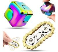 GZqiancang 1 Pezzo Fidget Spinner Gear con 1 Pezzo 2 in 1 Fidget Spinner Metallo Cubo per risolvere l'ansia, il relax, la veglia, la cessazione di cattive abitudini