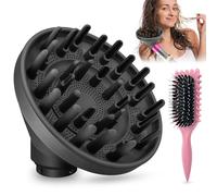 GZqiancang Diffusore universale per capelli, diffusore di capelli portatile, con 1 spazzola per ricci per capelli ricci, ondulati e naturali (grigio)