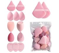 GZRXIOUS 14 Pezzi Spugna Trucco Set - Beauty Blender e Puff Cipria per Spugnetta Fondotinta, Liquido, Correttore, Crema e Polvere, Makeup Sponge Naturale, Accessori Make Up Rosa