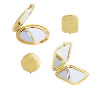 GZRXIOUS 2 specchi tascabili rotondi e quadrati, specchi cosmetici con ingrandimento 1X/2X, specchi tascabili pieghevoli, specchi da viaggio, specchi compatti, per il campeggio, il trucco e i viaggi
