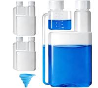 GZRXIOUS 3 flaconi dosatori a doppio collo con imbuto in silicone, misurino olio in PEHD, 1 x 1 litro vuoti con camera dosatrice da 100 ml, 2 x 100 ml con camera dosatrice da 5 ml