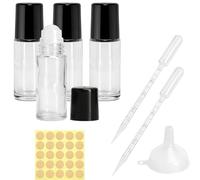GZRXIOUS 4 Pezzi 30ml Flaconi Roll on Vuoti in Vetro - Flaconi Roll on per Oli Essenziali con Sfera, Ricaricabili, con Contagocce, Imbuto e Adesivi per Aromaterapia e Profumi