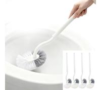 GZRXIOUS Set di 4 scopini per WC con 4 ganci, scopino curvo con detergente per bordi per una pulizia profonda a 360°, spazzola per WC durevole con setole in nylon per bagno, camper, ospiti, WC