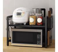 GZSLKSCD Supporto Regolabile per Forno a microonde con 6 Ganci e Porta Bacchette, ripiano Estensibile Resistente per riporre i cibi sul Piano di Lavoro della Cucina (Strato Singolo) ()