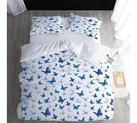 Gzsyb Copripiumino Matrimoniale 240x220 cm in Traspirante Cotone Mélange con 1 Copripiumino e 2 Federa Set Biancheria da Letto farfalla blu Facile da Pulire