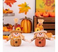 GZWY Decorazione autunnale a forma di gnomo, 2 pezzi, decorazione autunnale, zucca con foglia d'acero, girasole, decorazione autunnale, gnomo, statuette per il giorno del Ringraziamento, autunno