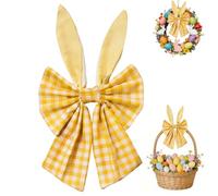GZWY Decorazione pasquale con orecchie di coniglio pasquale, fiocco, decorazione pasquale per ghirlanda, decorazione primaverile, tessuto decorativo per la punta dell'albero, porta di casa, finestre