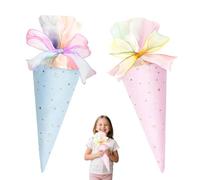 GZXUEHU 2 Pezzi Sacchetti Regalo per Fratelli,Sacchetti Regalo per Scuola（a Forma di Cono）,in Tessuto con Nastro,per Una Bella Decorazione o Un Cuscino da Collo (Blu + Rosa,49 cm)