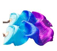 GZXXB Fan Veils Danza del Ventre Classica Veli di Vera Seta 1 Paio ventagli Danza del Ventre in da Donna 180 * 90 cm(08,180cm Imitation Silk)